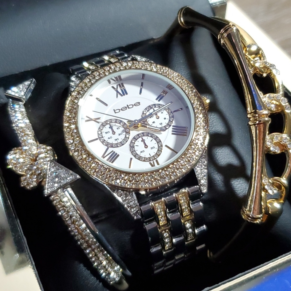 bebe watch + bracelets